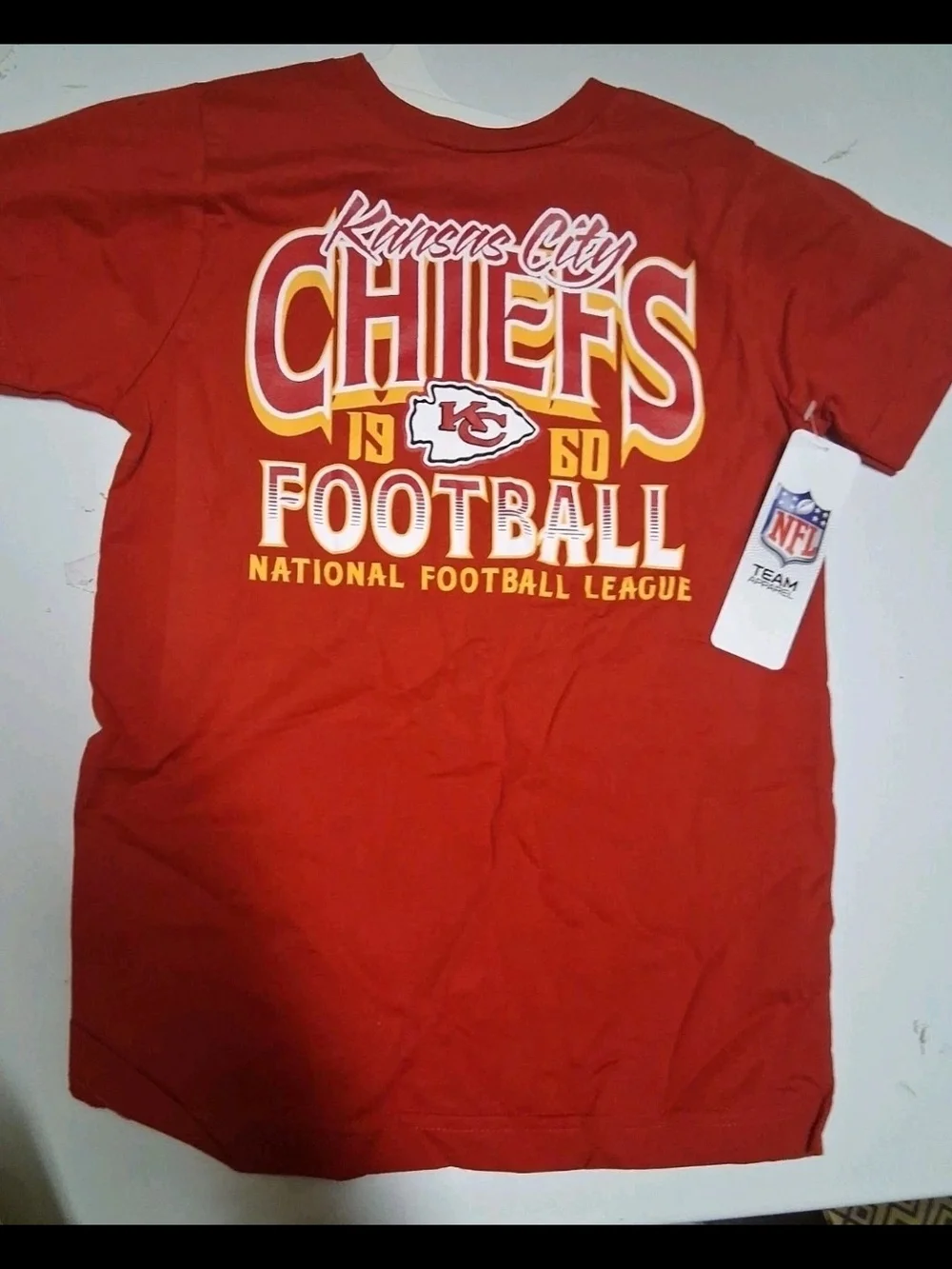 Team Apparel Red Kansas City Chiefs Football Kids Tee with Yellow Accents